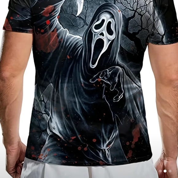 🔖 CLEARANCE🏷️ NWT 👻 2-SIDE COTTON BLEND “SCREAM” GHOST 3D HORROR TSHIRT Men’s XL - Picture 5 of 7